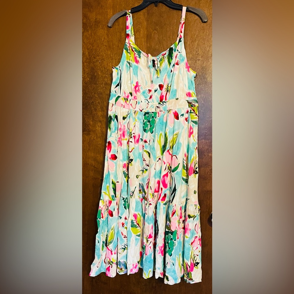 Torrid Multicolor Floral Dress Midi with pockets Sleeveless